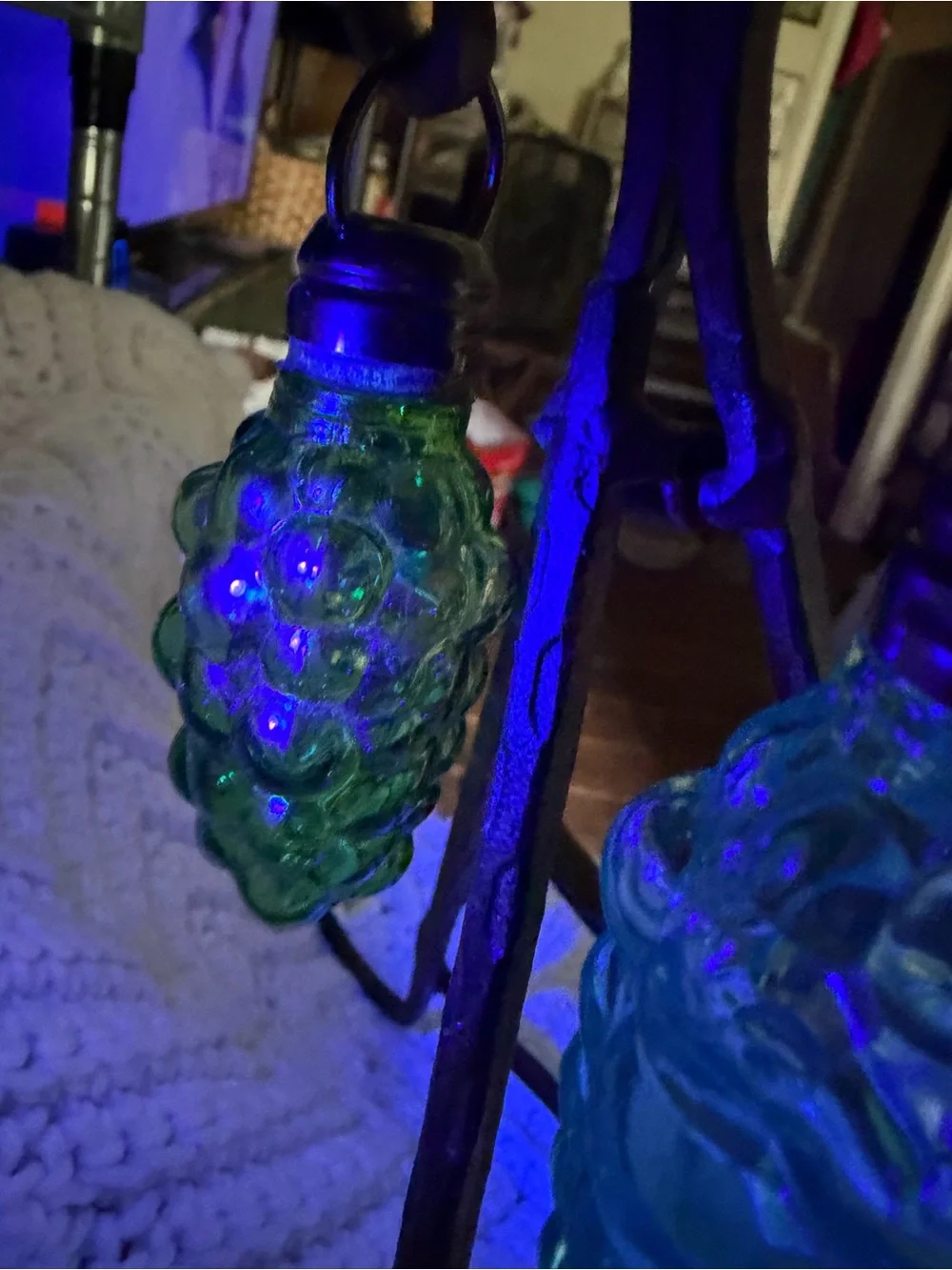 Vintage Glass Salt & Pepper Shakers - Blue and Green